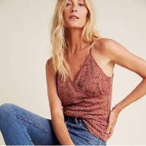 ANTHROPOLOGIE eri & ali Terracotta Crossover Tank Top size  small - Picture 1 of 8